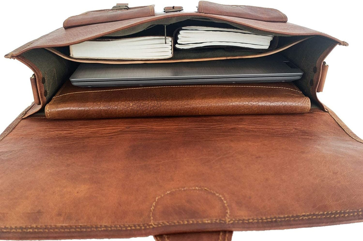 Leather Briefcase Laptop bag 18 inch Handmade Messenger Bags Best Satchel by KPL - PuriLite