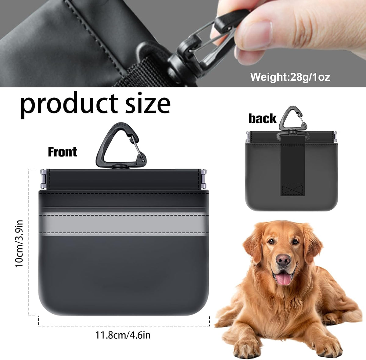 Tyuyuio Dog Training Treat Pouch Bag, Treat Bags for Dogs, Portable Pet Pocket Waist Clip Bag, Reflective Snack Bag for Pets, Includes Clip and Carabiner - PuriLite