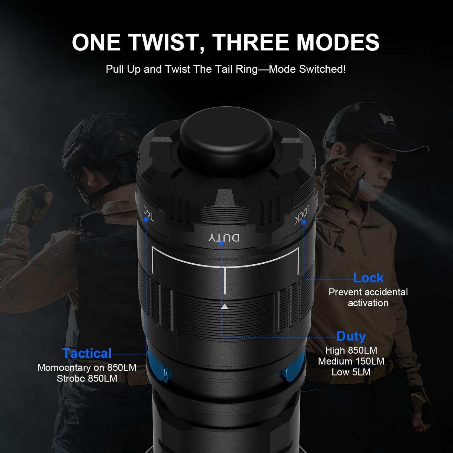 WUBEN T4 Flashlight Rechargeable, Mini Tactical Flashlight Military Grade 401M Long Throw, Small Flashlight with Tactical/Duty/Lock 3 Modes, EDC Flash Light for Police, Emergency and Daily Use - PuriLite