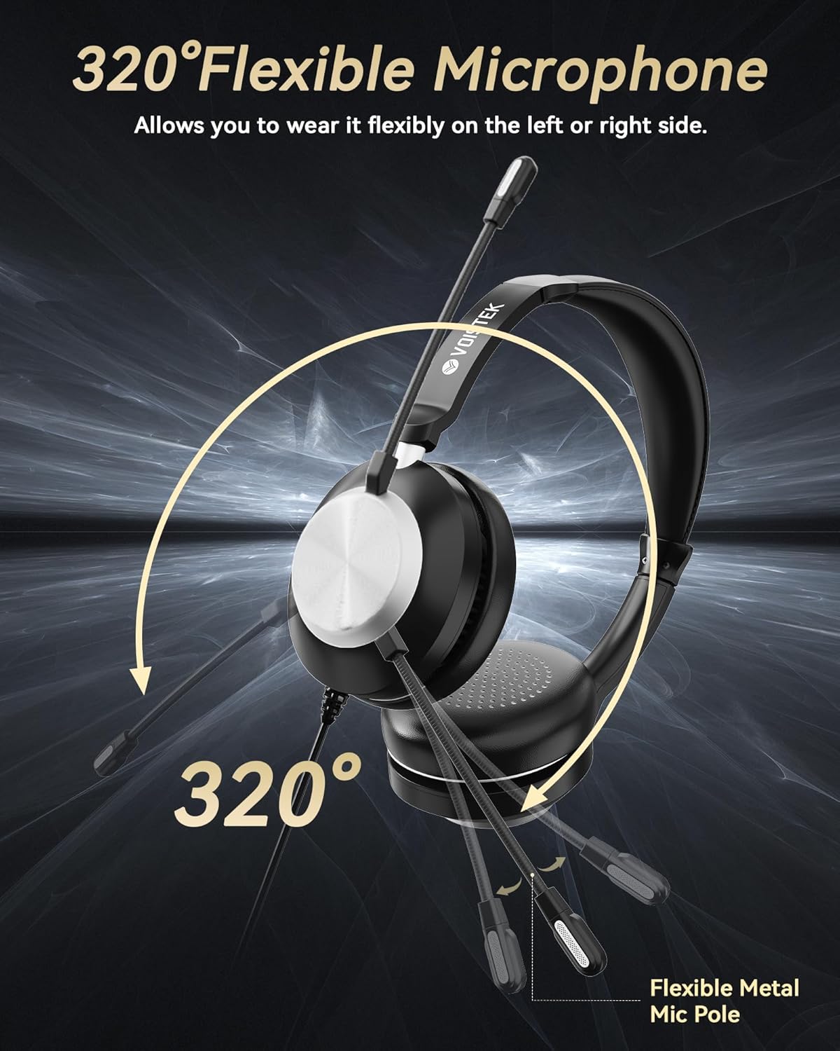Voistek Computer HeadphonesWired USB C/3.5MM/USB Headset; with Noise Cancelling Microphone & Volume Controls Compatible with PC,Laptop,Mac,iPad,Home,Office,Meeting,Skype,Zoom(882F) - PuriLite
