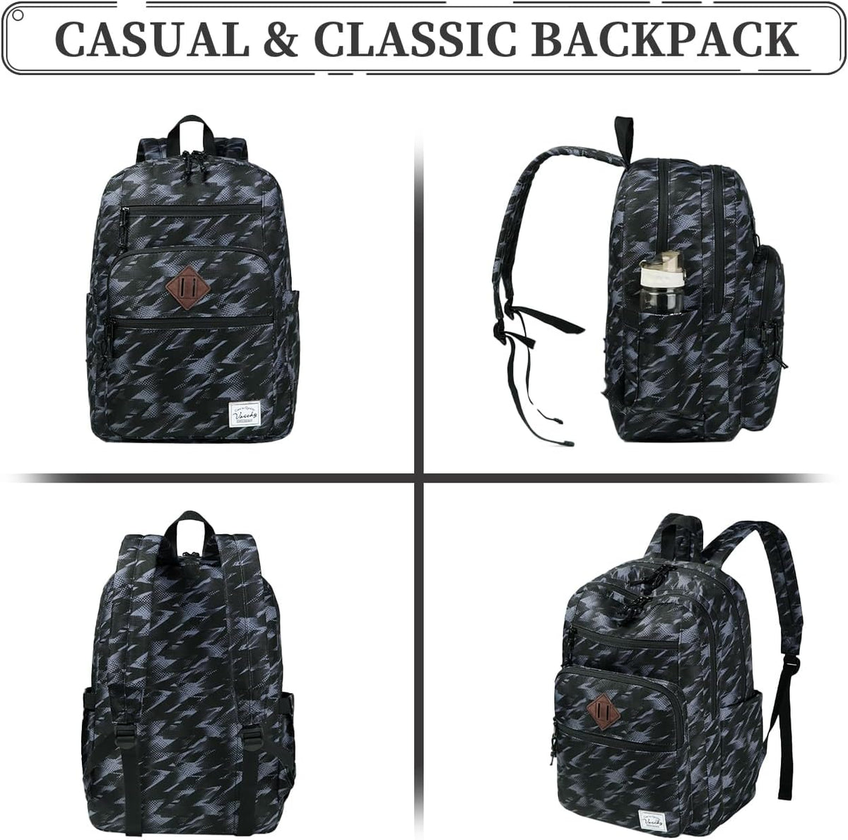 School Backpack for Men Women,Vaschy Lightweight School Bag Bookbag Casual Daypack for High School/College/Teens/Travel/Work - PuriLite