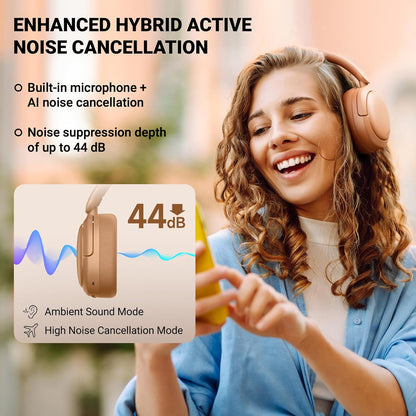 Edifier V80 Hybrid Active Noise Cancelling Bluetooth Headphones, Wireless Over Ear Headset with 45H Playtime, Wired Hi-Res Audio Fast Charging Multipoint Connection for Home Travel Office - Navy Blue - PuriLite