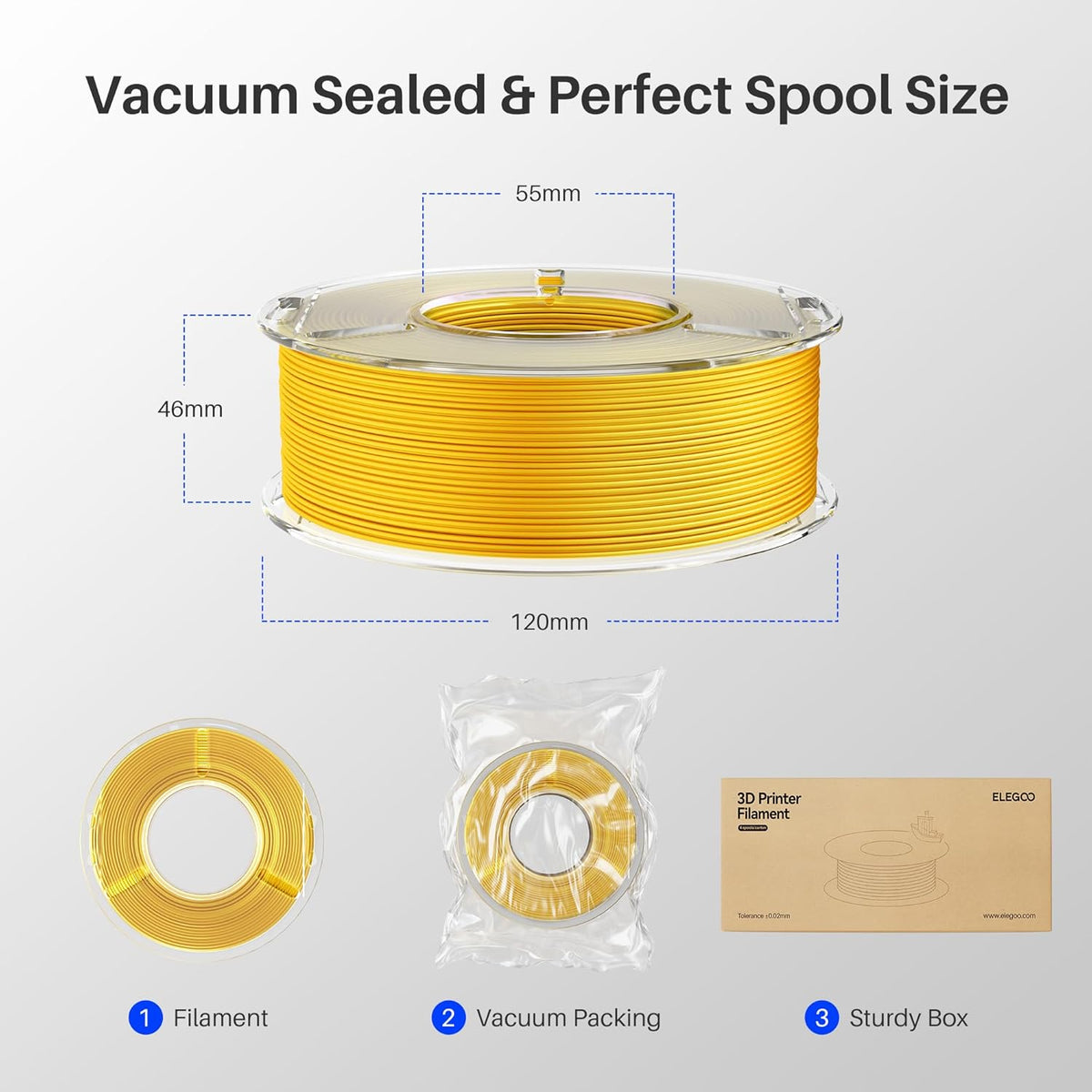 ELEGOO PLA Filament 1.75mm Black 1KG,3D Printer Filament Dimensional Accuracy +/- 0.02mm,1kg Cardboard Spool(2.2lbs) 3D Printing Filament Fits for Most FDM 3D Printers - PuriLite