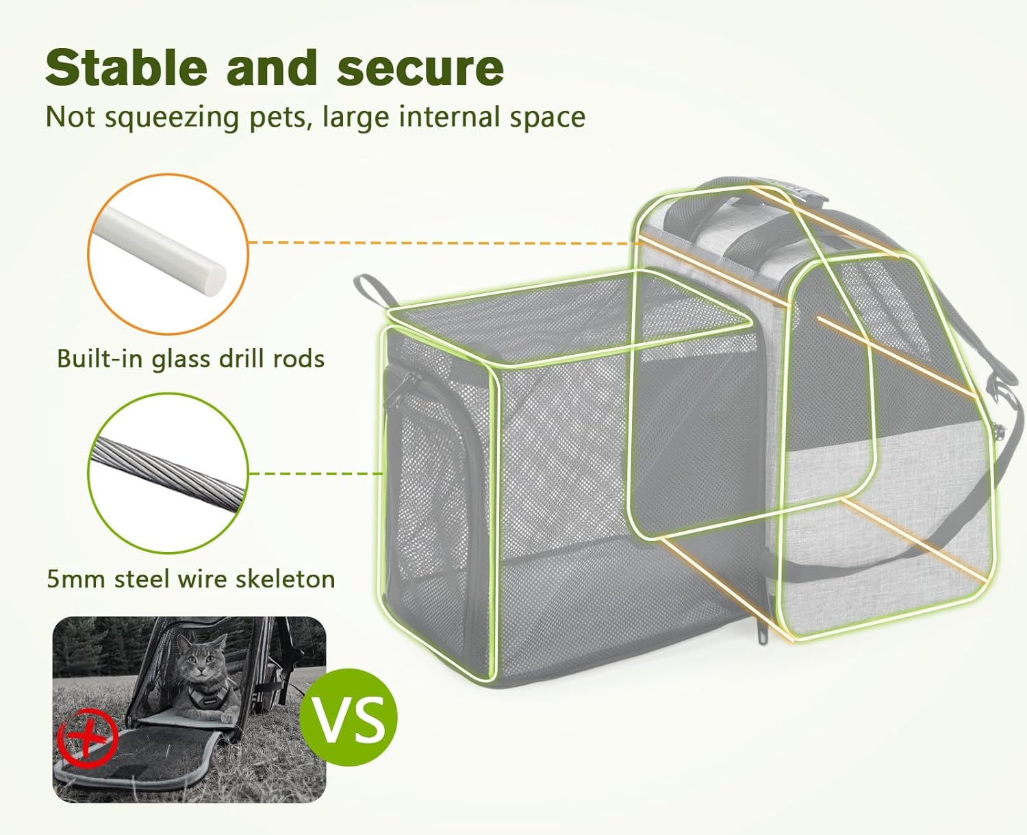 Pecute Expandable Cat Backpack Carrier, Small Dog Backpack Carrier, Pet Backpack Carriers for Cats Dogs Puppy Kitten, Cat Carriers Bag Carrying for Travel Hiking Bike Riding Walking Outdoor,Grey - PuriLite