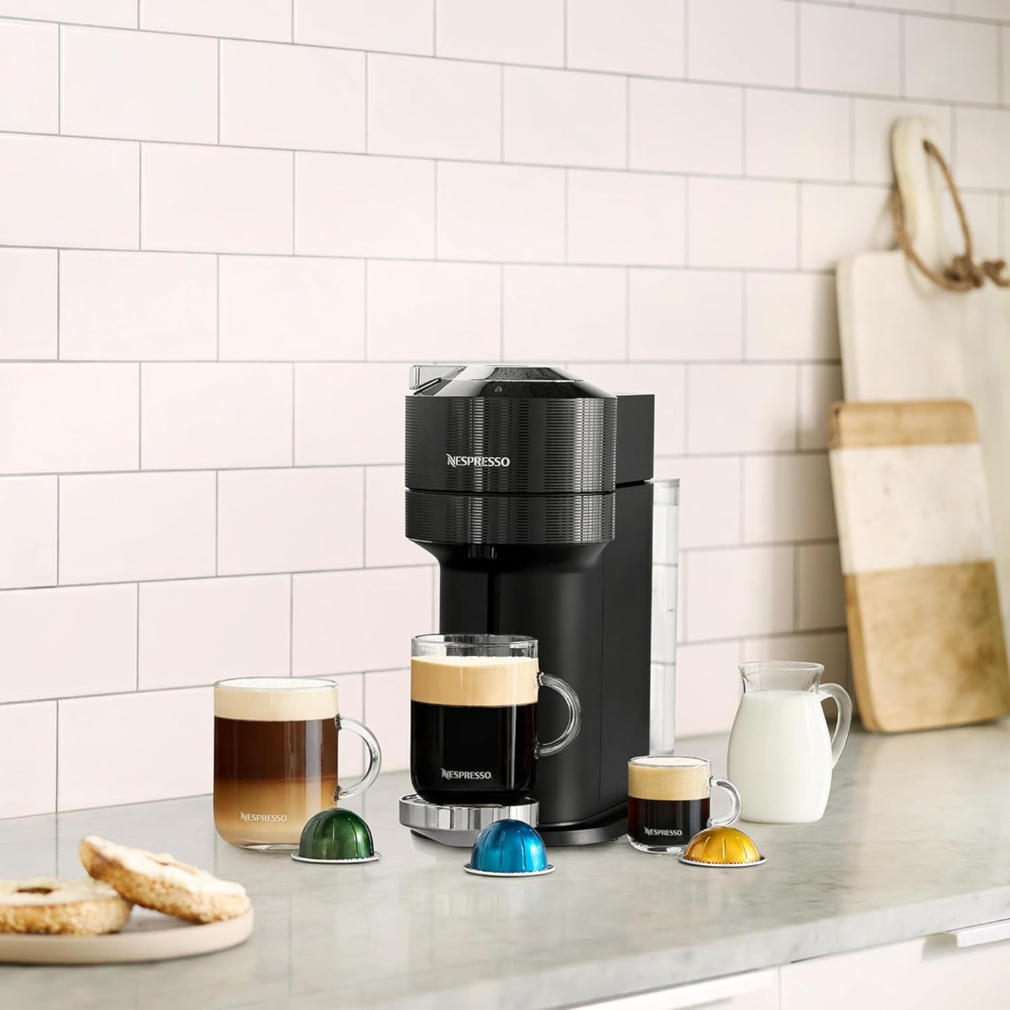 Nespresso Vertuo Next Coffee and Espresso Machine by Breville with Aeroccino Milk Frother - Light Grey - PuriLite