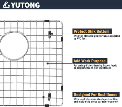 Yutong Kitchen Stainless Steel Sink Bottom Grid with Small Rounded Corner (27.5" x 15.5") - PuriLite
