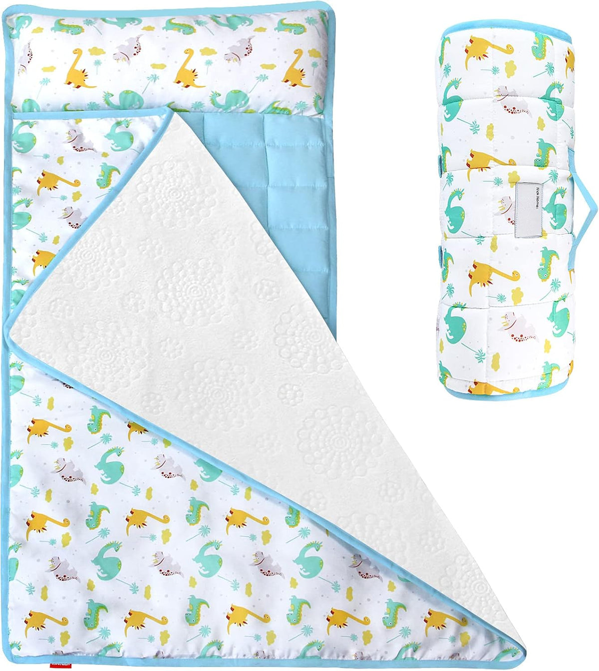 Toddler Nap Mat with Pillow and Fleece Minky Blanket, Kids Sleeping Bag Lightweight and Soft Perfect for Kids Preschool, Daycare, Travel Sleeping Bag Boys and Girls, Fit Standard Cot - PuriLite