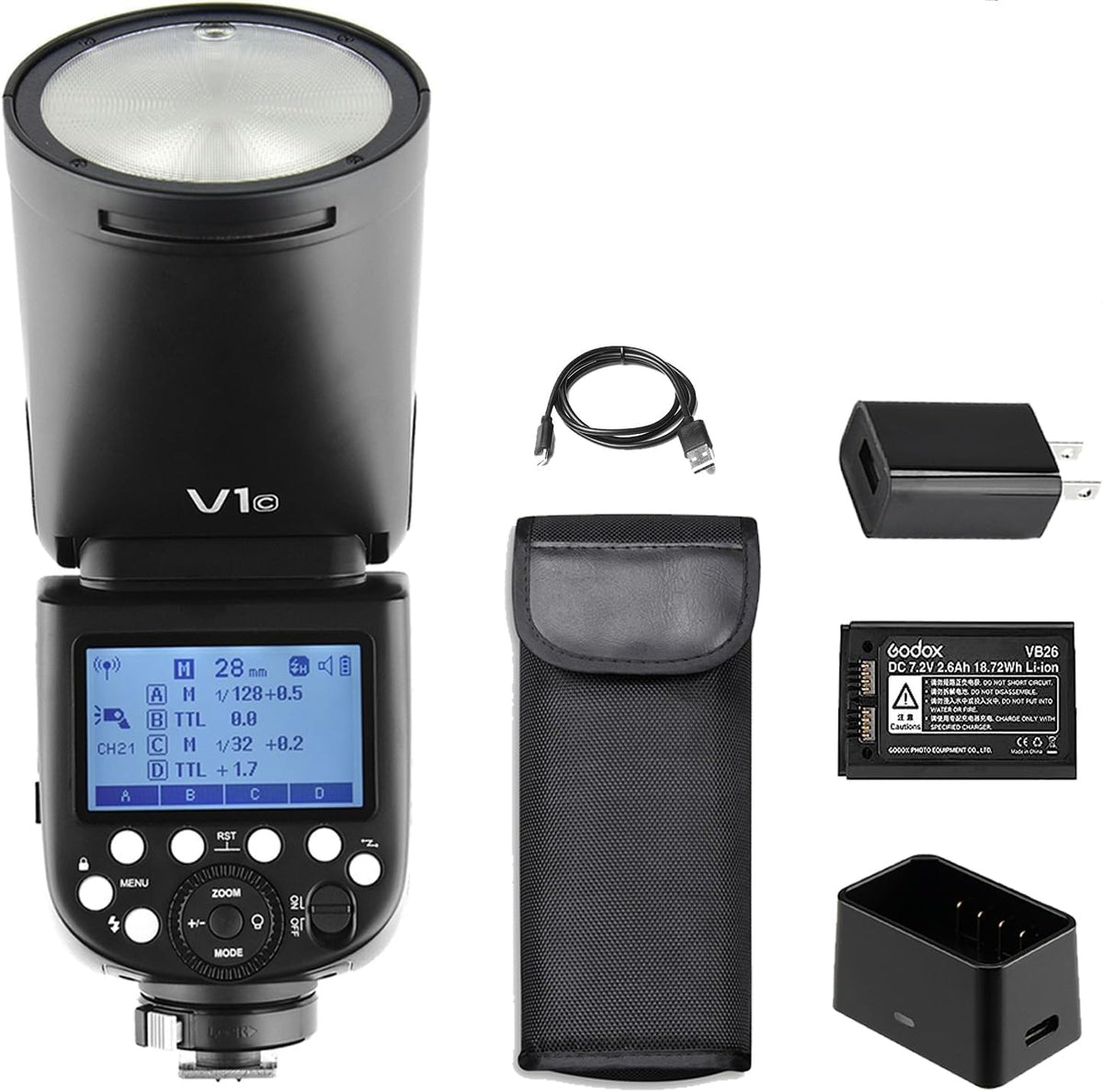 Godox V1C Professional Camera Flash Speedlite Speedlight Round Head Wireless 2.4G Replacement for Canon EOS Series 1500D 3000D 5D Mark LLL 5D Mark ll for Wedding Portrait Studio Photography - PuriLite