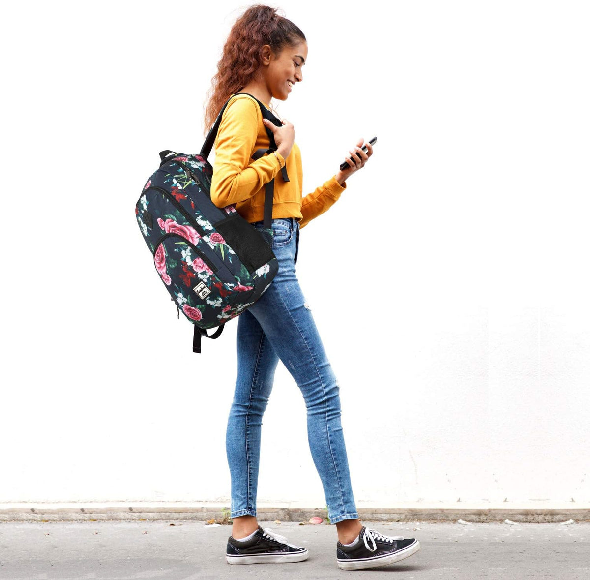 Backpack for Teen Girls,Boys School Backpack for Women with USB,College Backpack,Big Flower - PuriLite