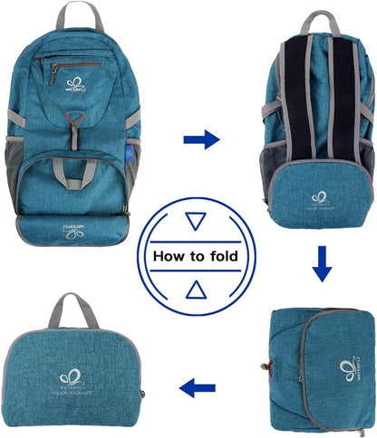WATERFLY Hiking Backpack 20L Foldable Travel Backpack Lightweight Hiking Daypack for Outdoor Cycling Camping - PuriLite