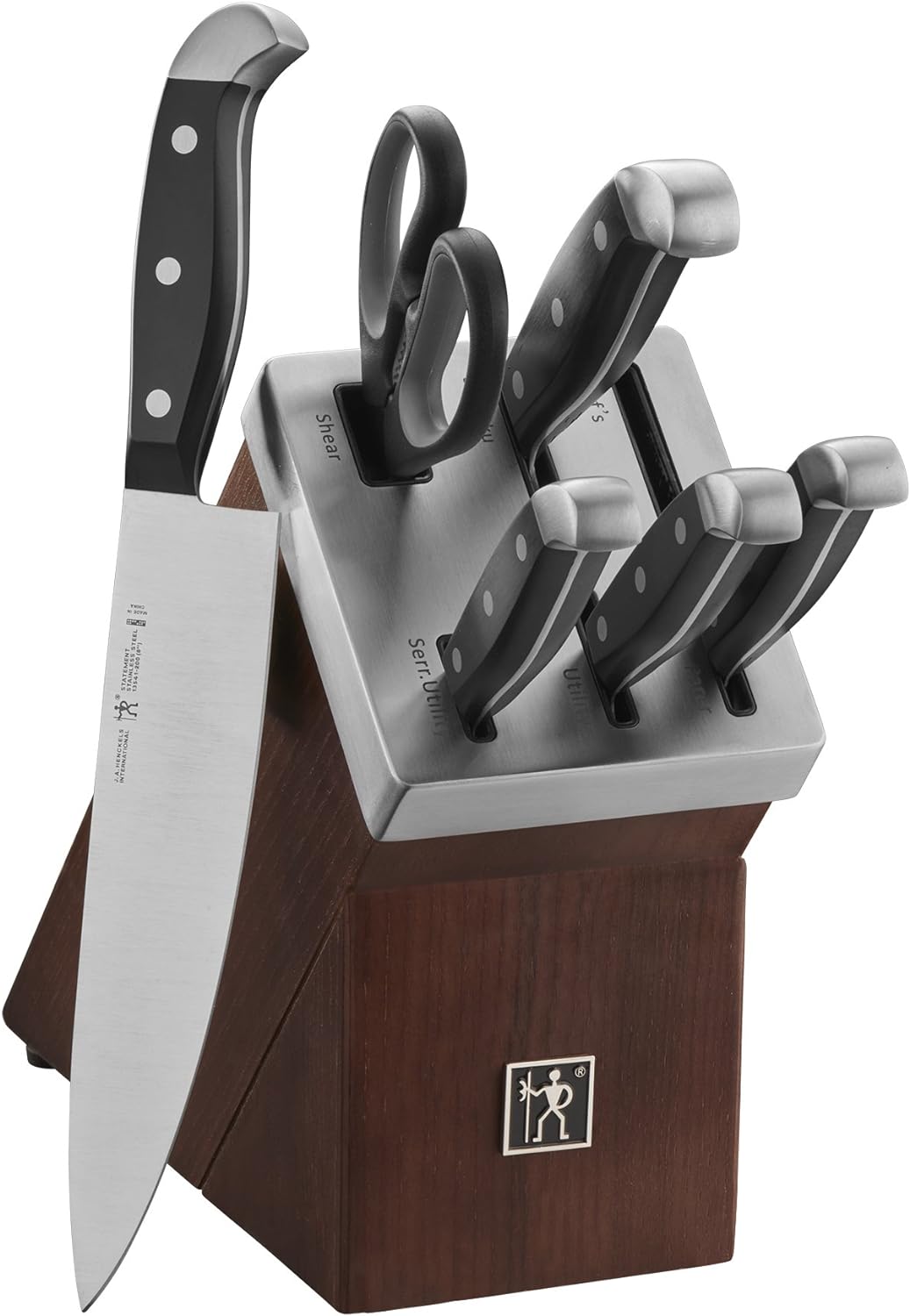HENCKELS Statement 15Piece White-Handled Knife Block Set with Shears, Sharpening Steel - Dishwasher Safe, Ergonomic Handle - PuriLite