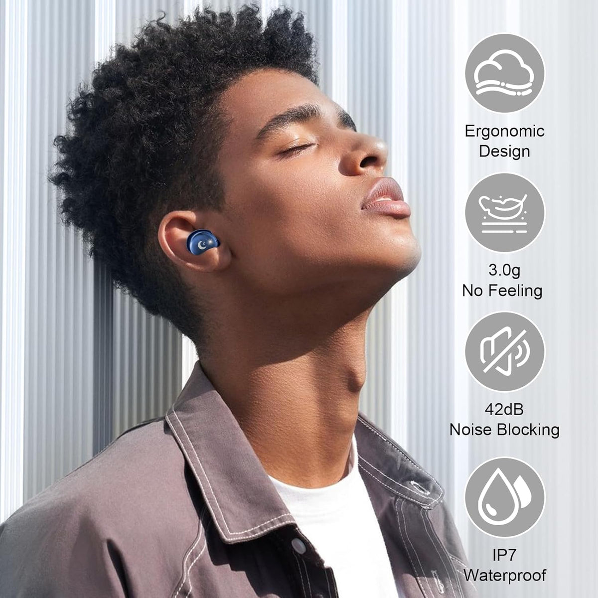VEKJ Sleep Earbuds, Bluetooth 5.4 Mini Wireless Ear Euds with Multifunctional Touch Screen, 48H Bass Stereo Headphones with Sleep Mode/5 EQ Modes/ENC Noise Cancelling, IPX7 Earphones for iOS Android - PuriLite
