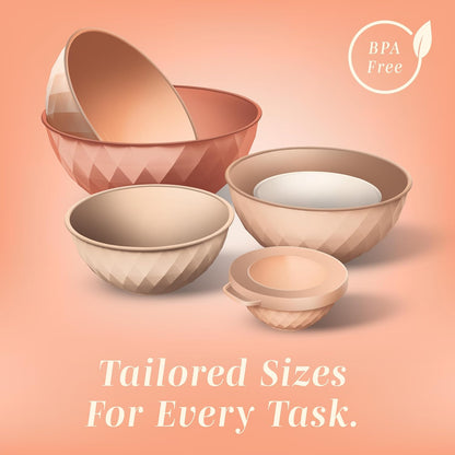 COOK WITH COLOR Mixing Bowls with TPR Lids - 12 Piece Plastic Nesting Bowls Set Includes 6 Prep Bowls and 6 Lids, Microwave Safe Mixing Bowl Set (Mint) - PuriLite
