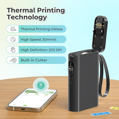 Nelko Label Maker Machine with Tape, P21 Portable Bluetooth Label Printer, Wireless Built-in Cutter Sticker Maker Mini Label Makers with Multiple Templates for School Organizing Office Home, White - PuriLite