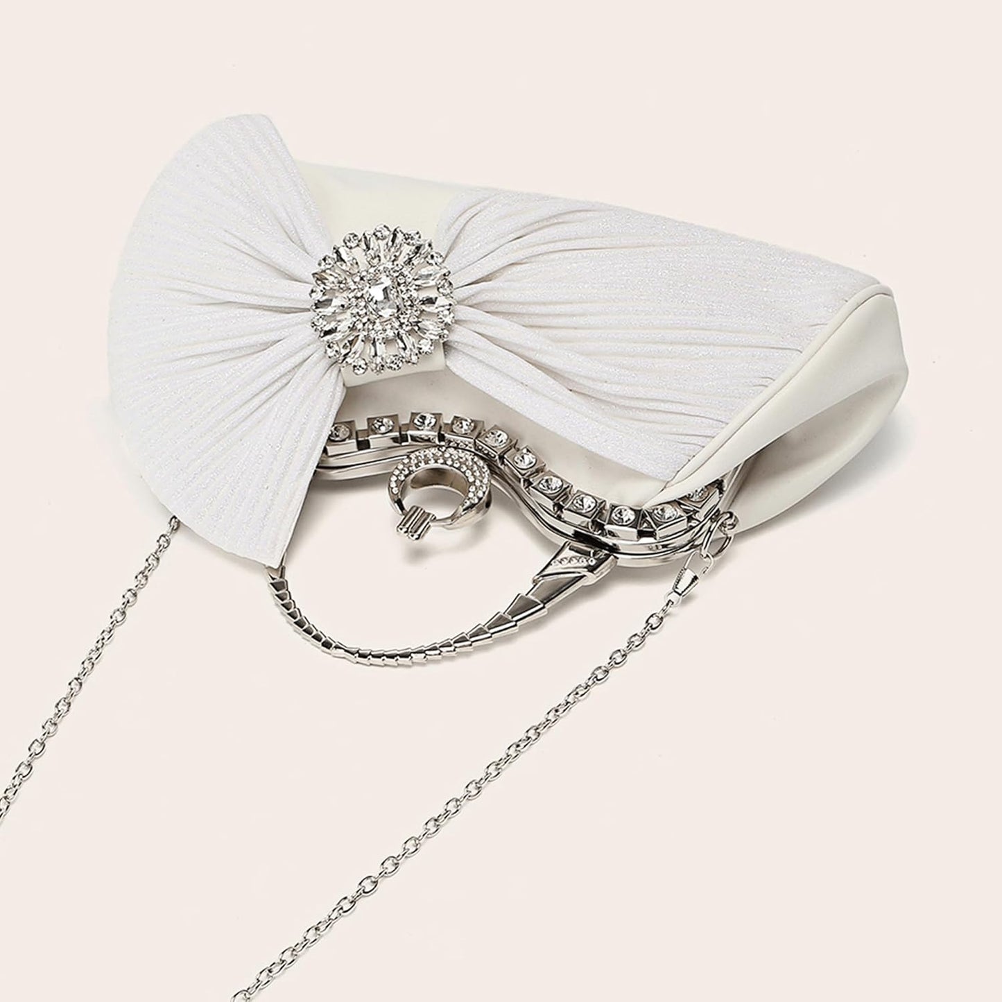 Buric Clutch Purses for Women Rhinestone Evening Handbag Bridal Wedding Prom Purse Formal Party Bow Tie Clutch for Women - PuriLite