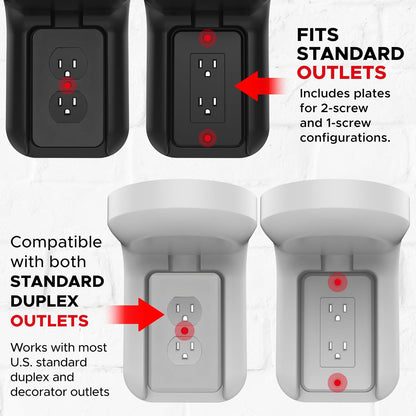 ERA100 Shelf Wall Outlet AC, White, Home, Compatible with Sonos ERA 100, Plug Mount Organizer, Bathroom, Kitchen, Bedrooms, Cord Management, Easy Installation, Mounting Kit Included - PuriLite