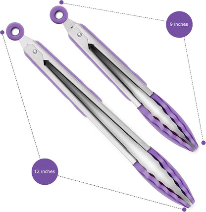 Purilite Select Silicone &amp; Stainless Steel Kitchen Tongs - PuriLite