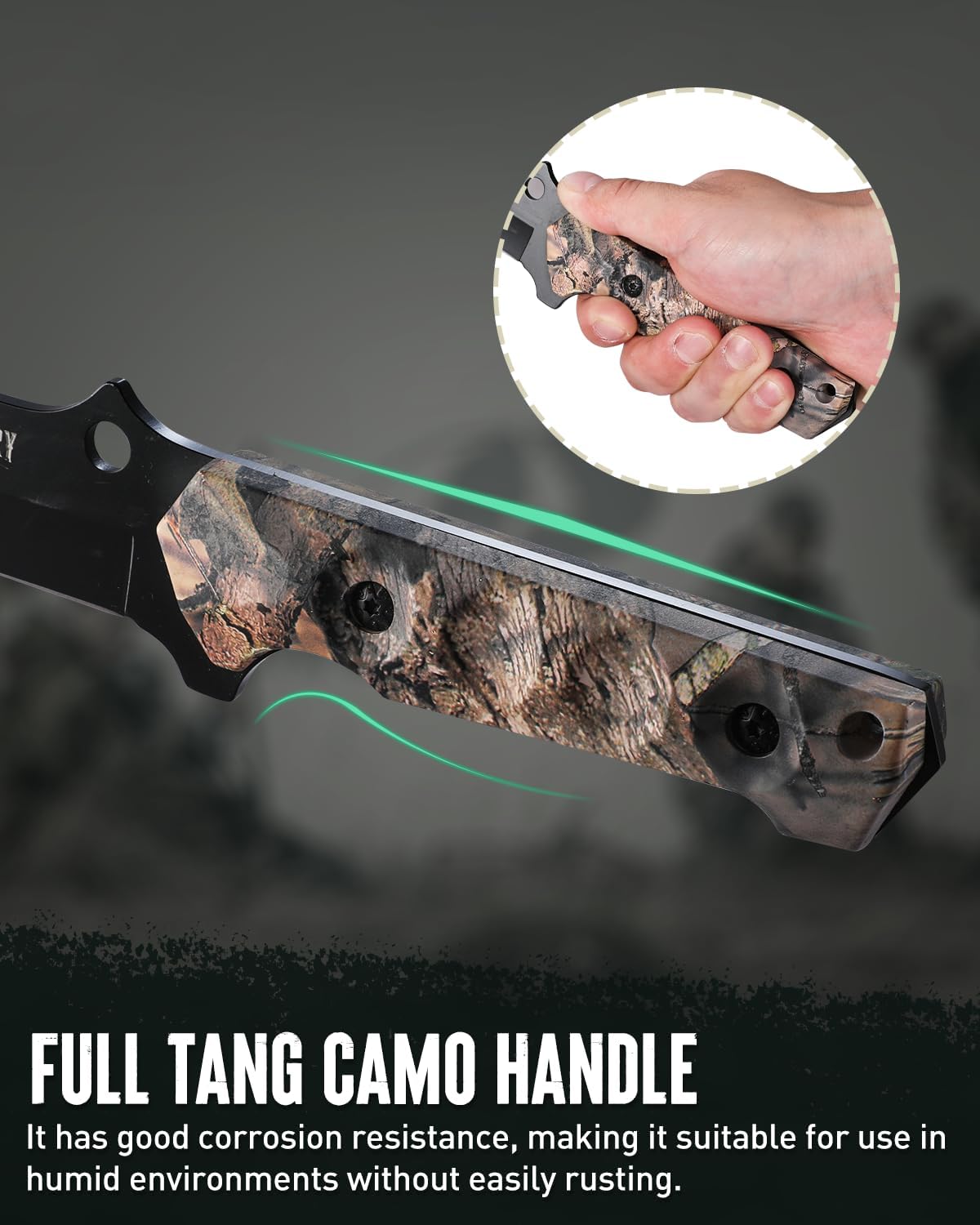 Mossy Oak 2-Piece Hunting Knives Gut Hook Set with Sheath Fixed Blade Stainless Steel Blades - PuriLite