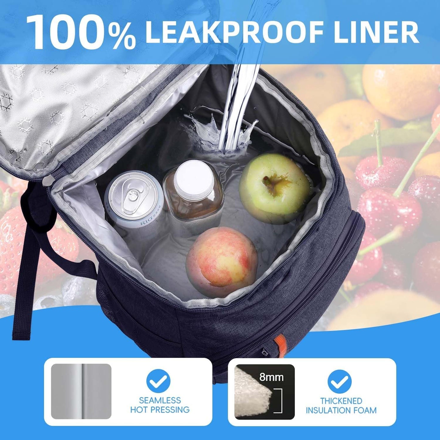 Bagtopia Camping Cooler Backpack 25 Cans, Leak Proof Insulated Thermal Bag, Beach Travel Picnic Lunch Backpack for Men Women - PuriLite