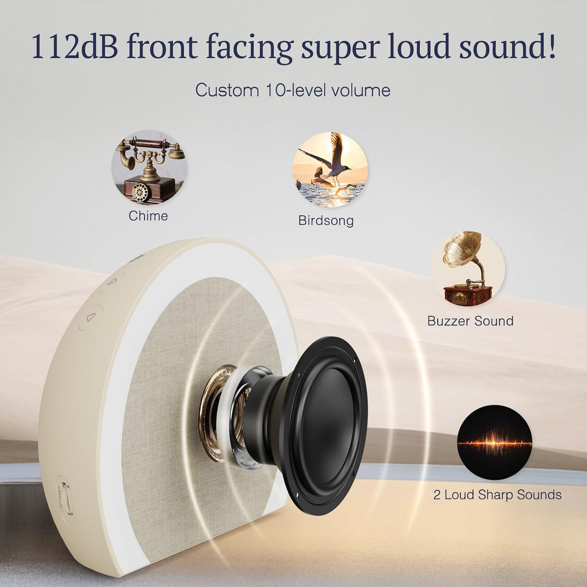 ANJANK Loud Alarm Clock with Wireless Bed Shaker, Vibrating Dual Alarm with Light Wake Up for Heavy Sleepers & Hearing Impaired, 9-Color Night Light, 5 Sounds, 0-100% Dimmer, USB Charger, Bedroom - PuriLite