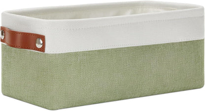 DULLEMELO Storage Baskets for Shelves, Fabric Collapsible Rectangular Storage Bins for Shelves, Closets, Nursery, Home, Office, Empty Gift Baskets (White&Teal) - PuriLite