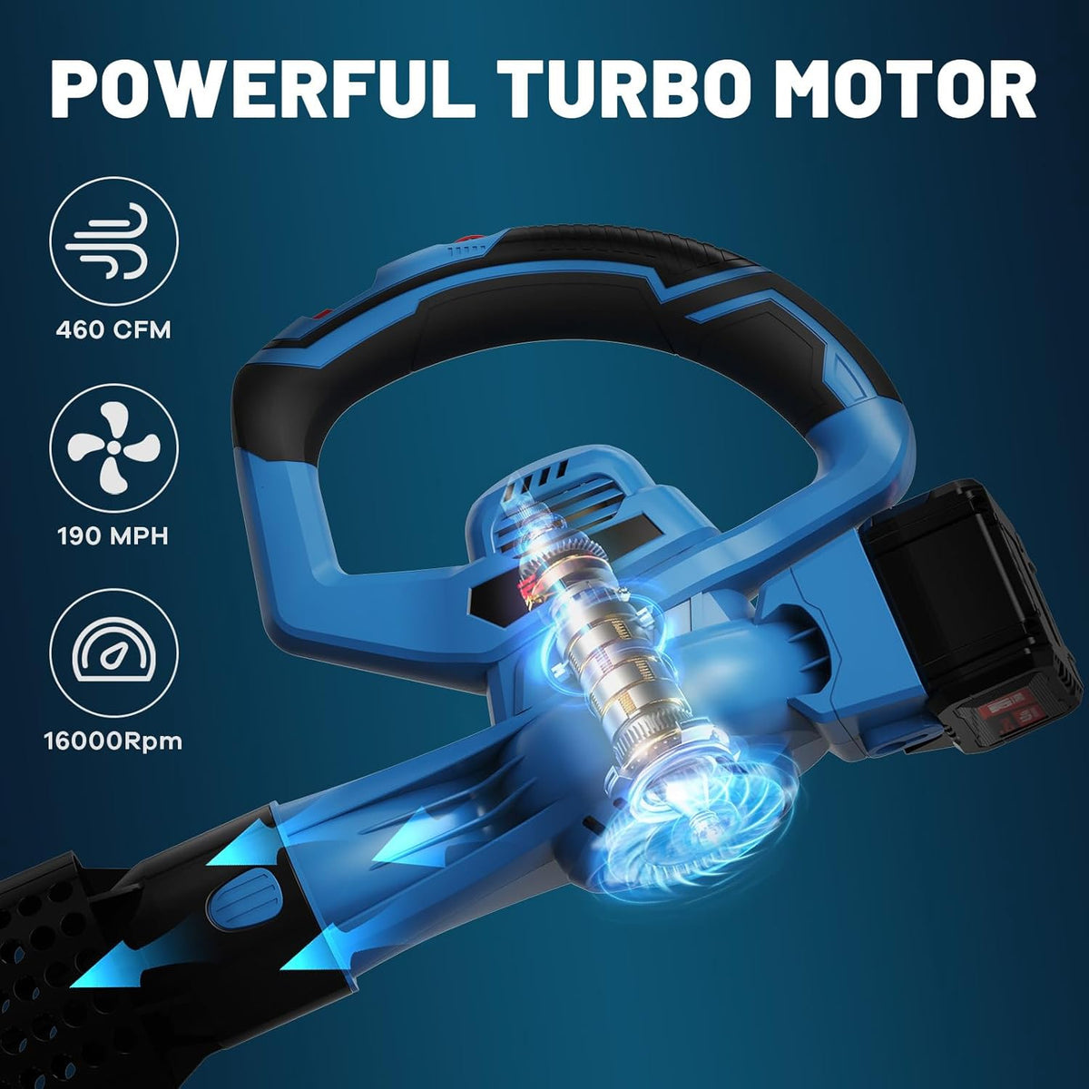 Enhulk 20V 4.0Ah Cordless Leaf Blower,460CFM &190MPH,2-in-1 Battery Powered Leaf Blower,6 Variable Speed,for Blowing Leaves,Debris,Snow and Dust,4.0Ah Battery&Charger Included - PuriLite