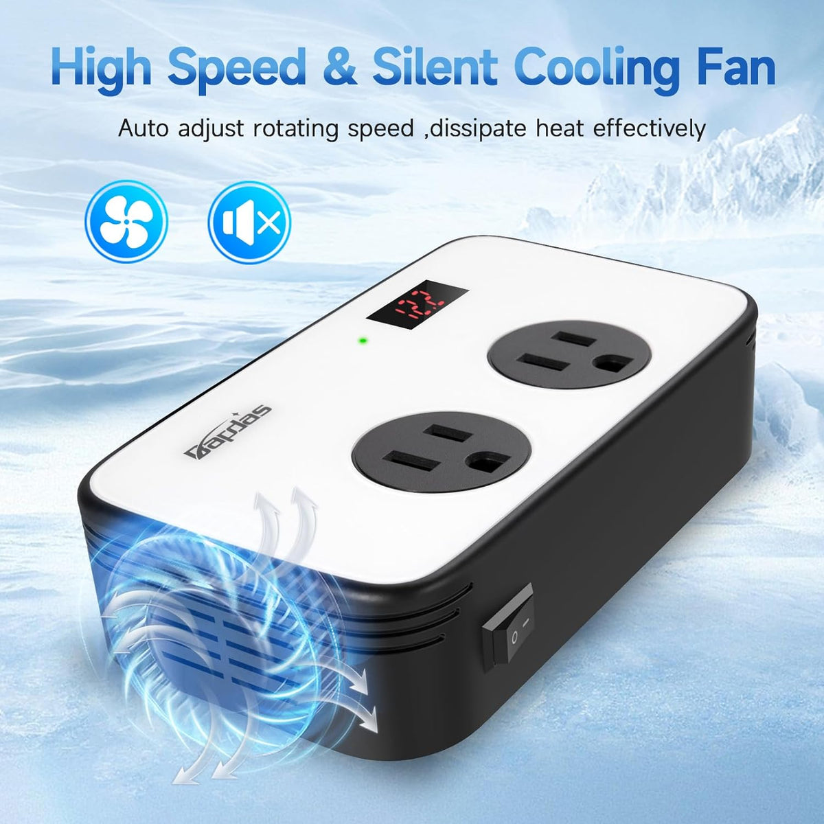 Bapdas 200W Power Inverter DC 12V to AC 110V Car Adapter Plug Outlet with PD 25W USB-C, QC3.0 and Dual USB Ports Loptop Car Charger - PuriLite
