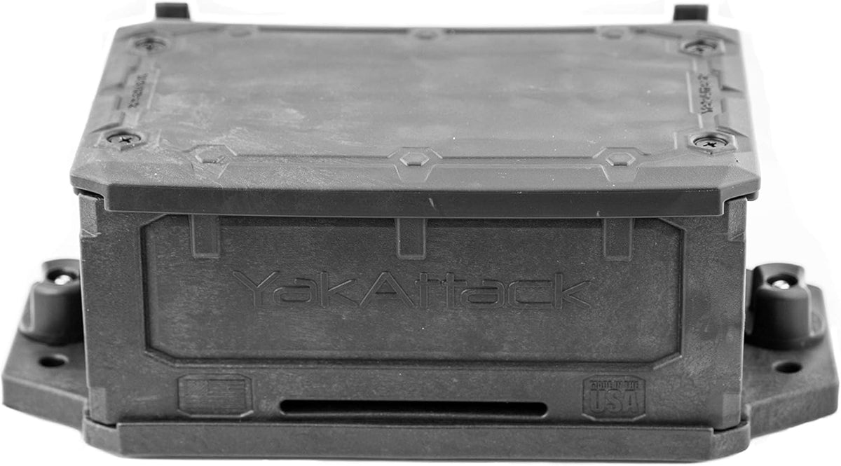 YakAttack CellBlok Track Mounted Battery Box for Fish Finders | Quick-Release Battery Storage & Mounting Platform | Fits GearTrac & Most Kayak Track Systems | Made in USA - PuriLite