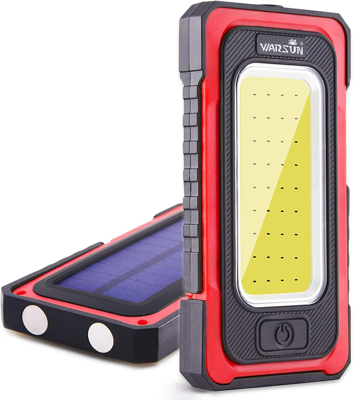 WARSUN Led Work Light Rechargeable, Portable Magnetic Work Light, LED Flood Light Waterproof for Outdoor Camping Hiking Emergency Car Repairing (USB + Solar Charging, Blue) - PuriLite