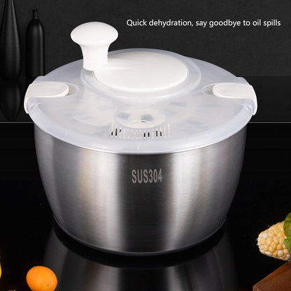 Stainless Steel Salad Spinner - Large Capacity Vegetable and Fruit Washer, Lettuce Dryer, Drip Basket, Multifunctional Kitchen Tool - PuriLite