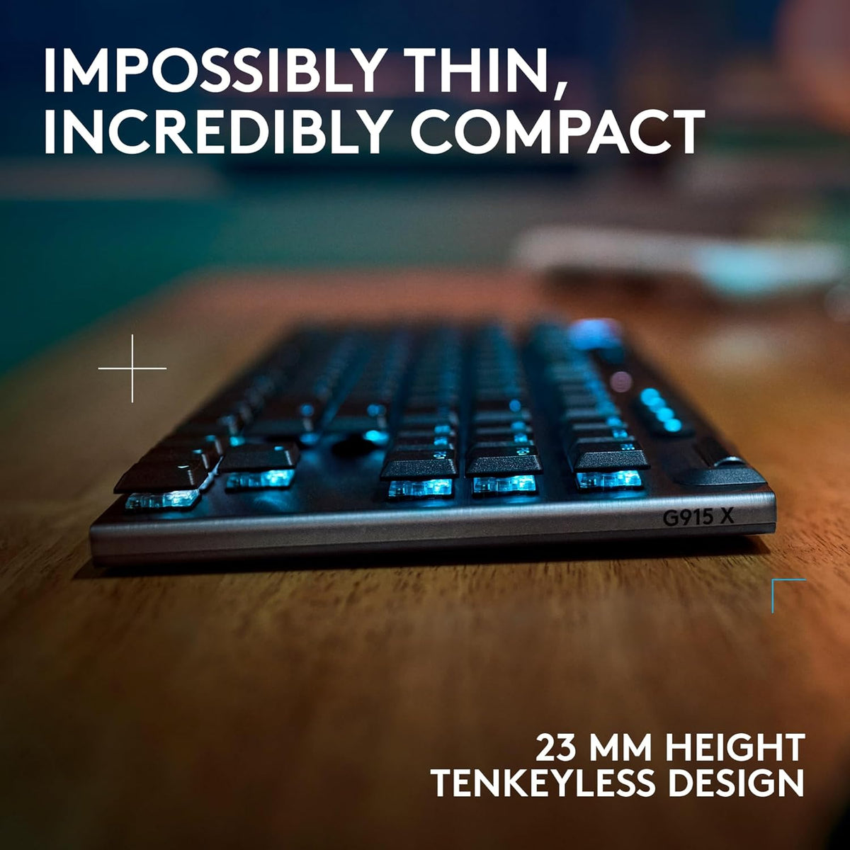 Logitech G915 X Lightspeed TKL Low-Profile Wireless Gaming Keyboard, Double-Shot PBT Keycaps, Fully Programmable Keys, RGB Backlighting, Sleek Aluminum Finishing, GL Brown Tactile - PC/Mac - PuriLite