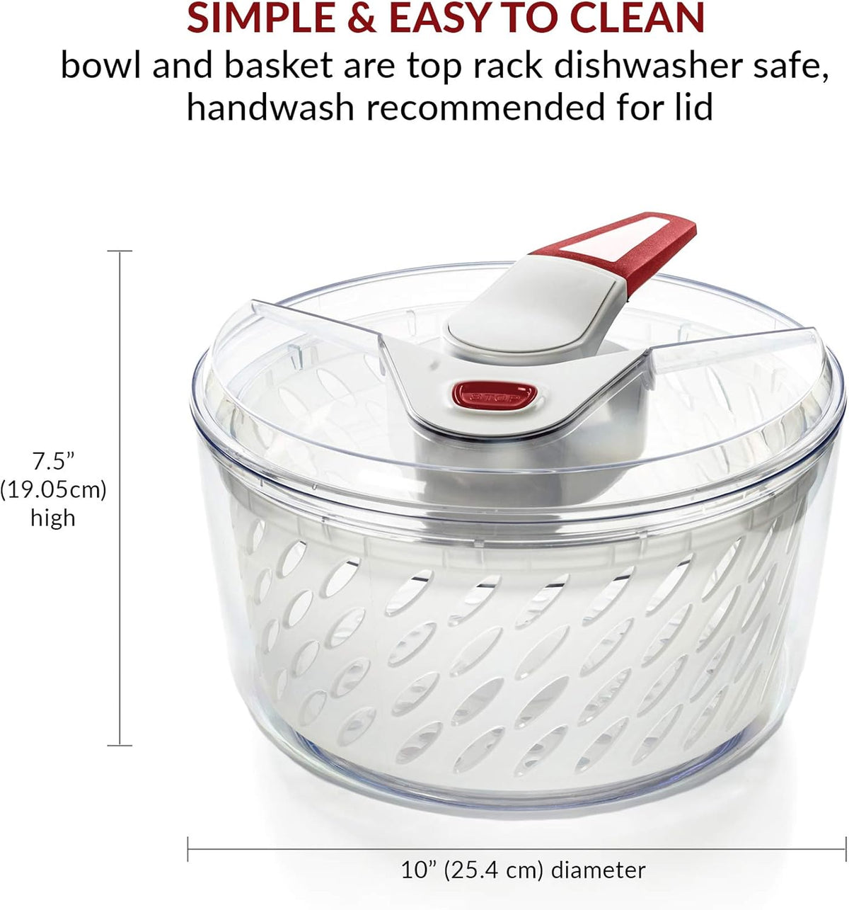 Valore Large Salad Spinner with Lid – Lettuce Washer and Vegetable Dryer – Fruit Cleaner & Serving Bowl – Easy Spin, Quick Brake, BPA-Free - PuriLite