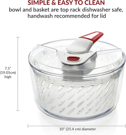 Valore Large Salad Spinner with Lid – Lettuce Washer and Vegetable Dryer – Fruit Cleaner & Serving Bowl – Easy Spin, Quick Brake, BPA-Free - PuriLite