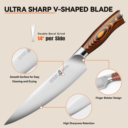 TUO Boning Knife - Razor Sharp Fillet Knife - High Carbon German Stainless Steel Kitchen Cutlery - Pakkawood Handle - Luxurious Gift Box Included - 7 inch - Fiery Phoenix Series - PuriLite