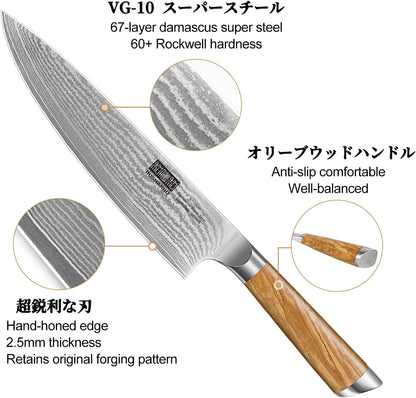 HOSHANHO Damascus Fillet Knife 7 Inch, Professional VG-10 Super Steel Boning Knife, Ultra Sharp Fish Knife with Ergonomic Handle - PuriLite