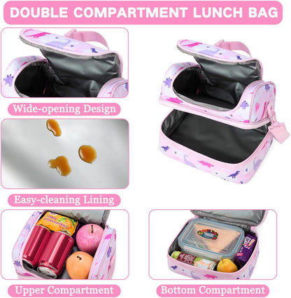 VASCHY Lunch Box Bag Men, Insulated Two Compartments Bento Cooler Bags for Adults/Women/Kids for School,Daycare,Kindergarten,Picnic Black - PuriLite