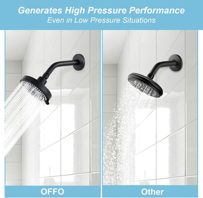 OFFO Shower Head, High Pressure Shower Head with 6 Mode, Fixed Showerheads for Strong Water Flow & Relaxing Shower Experience, Chrome - PuriLite