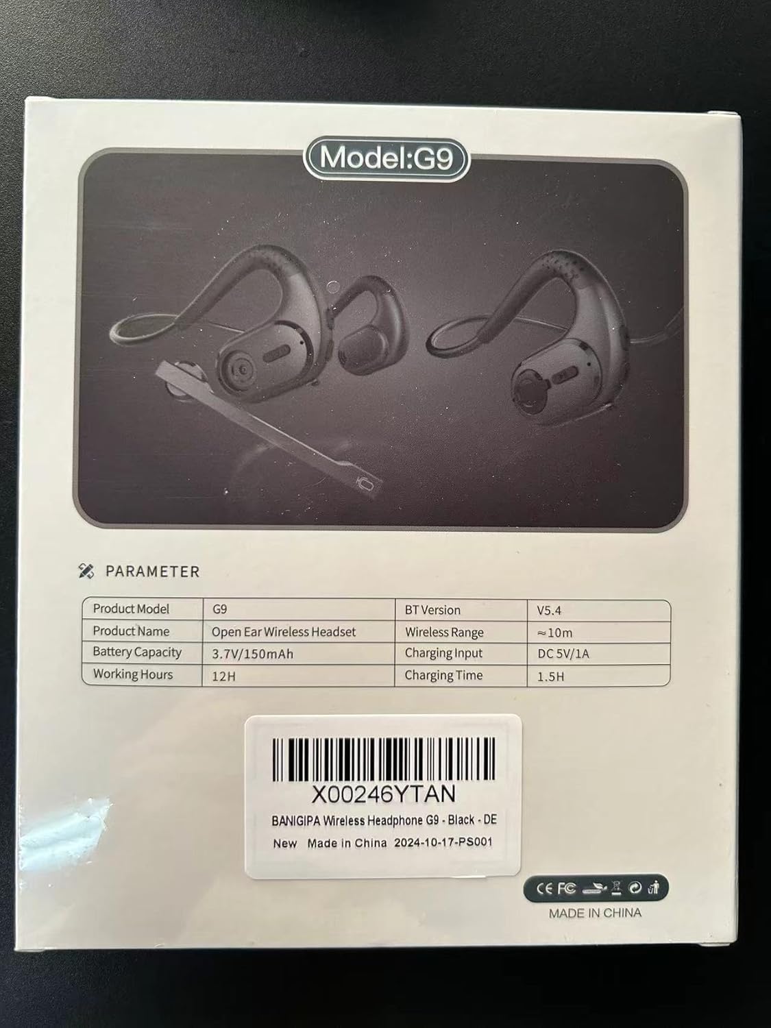 BANIGIPA Bluetooth Headset with Removable Microphone, Noise Cancelling Wireless Headset for Phones Laptop Computer PC, Open Ear Headphones for Office Meeting Running Cycling Driving Working-12 Hrs - PuriLite