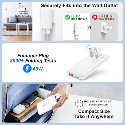 Flat USB C Wall Charger,2-Pack 2 Ports Slim C Charger Fast Charging Block