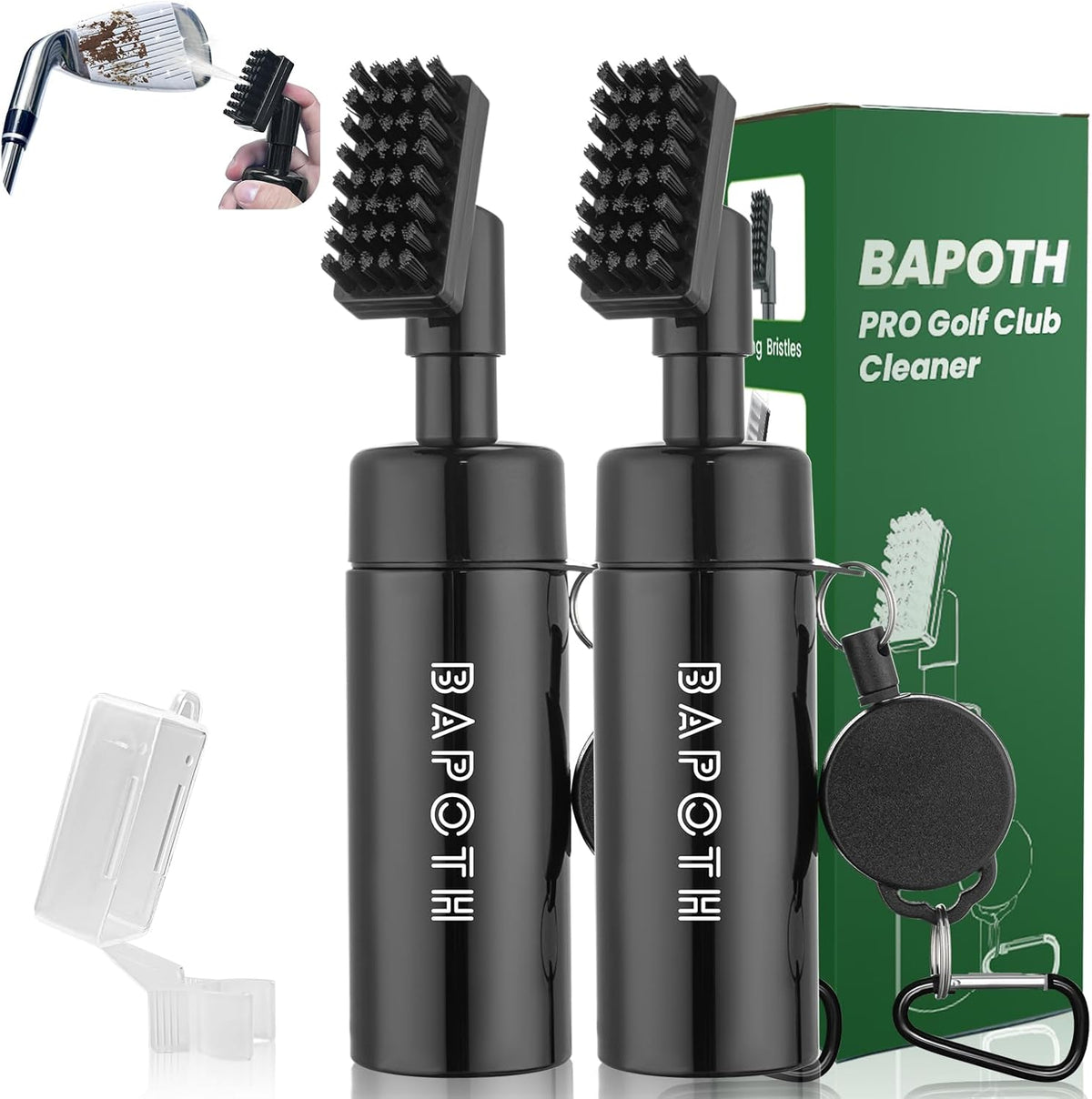 BAPOTH Golf Club Cleaner, Non-Leaking Stretchable Golf Brush with Golf Towel (60 * 40cm), Strong Bristles Brush Can Hold 5 oz Water, Essentials Golf Accessories Gifts for Men Women - PuriLite