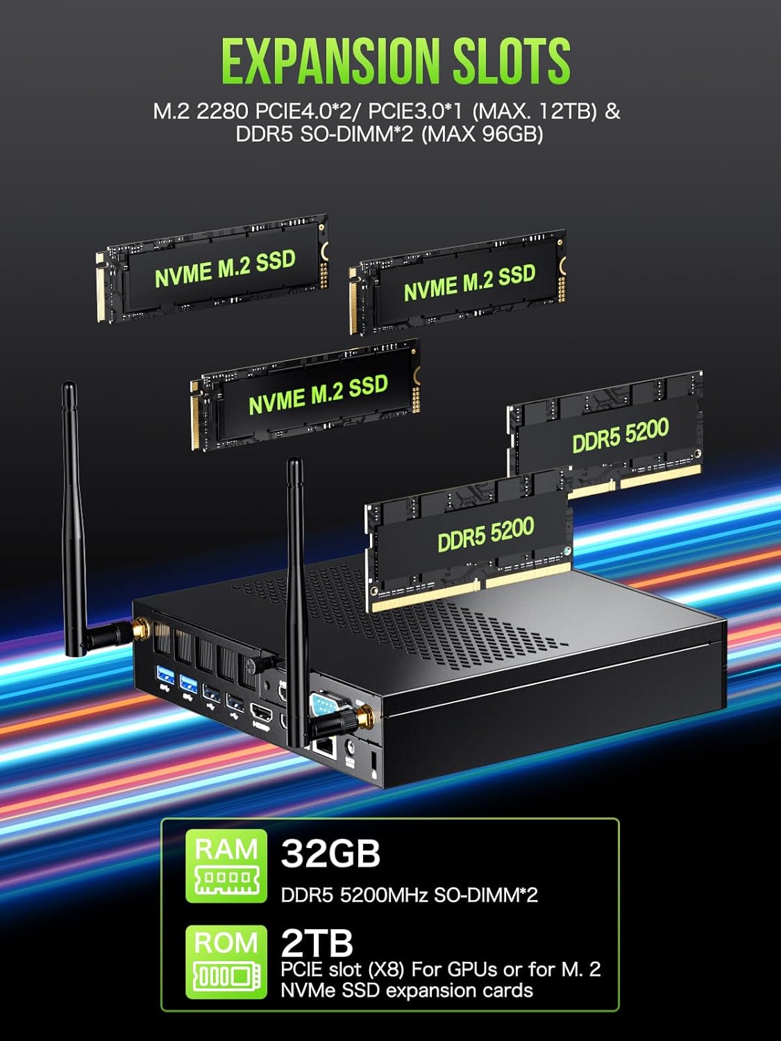 GMKtec Mini PC Intel Core i9 12900HK(14C/20T 5.0 GHz) W11 Pro, Desktop Computer 32GB DDR4 RAM+1TB NVMe SSD, Triple 4K Display, WiFi 6, BT5.2, USB-C M3 Plus - PuriLite