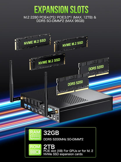 GMKtec Mini PC Intel Core i9 12900HK(14C/20T 5.0 GHz) W11 Pro, Desktop Computer 32GB DDR4 RAM+1TB NVMe SSD, Triple 4K Display, WiFi 6, BT5.2, USB-C M3 Plus - PuriLite