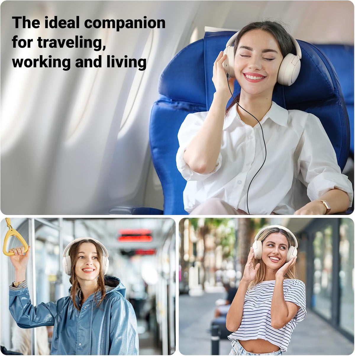 Edifier V80 Hybrid Active Noise Cancelling Bluetooth Headphones, Wireless Over Ear Headset with 45H Playtime, Wired Hi-Res Audio Fast Charging Multipoint Connection for Home Travel Office - Navy Blue - PuriLite