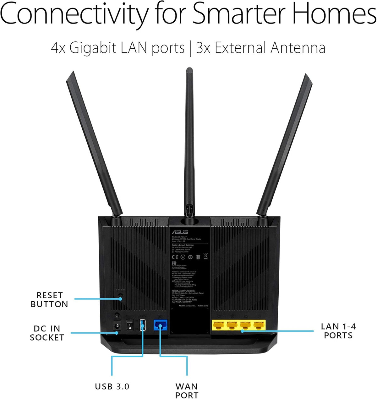 ASUS AC1750 WiFi Router (RT-AC65) - Dual Band Wireless Internet Router, Easy Setup, Parental Control, USB 3.0, AiRadar Beamforming Technology extends Speed, Stability & Coverage, MU-MIMO - PuriLite