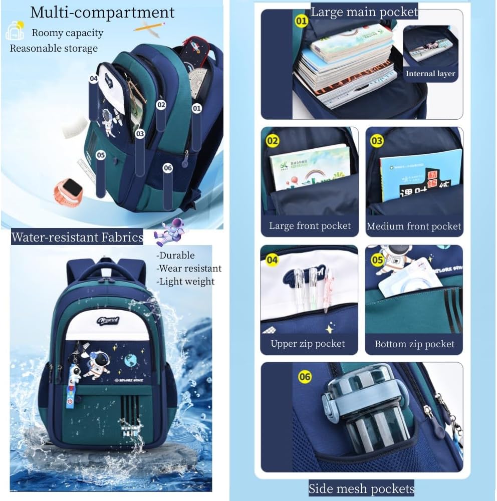 MITOWERMI Astronaut-space Backpack for Boys-Girls Elementary Middle School Bags for Girls Kids Bookbag - PuriLite