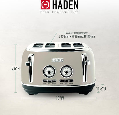 Haden Dorset 75083 Stainless Steel 1500W Retro Toaster 4 Slice Wide Slot w/Removable Crumb Tray and Settings, Black/Copper Toasters w/Adjustable Browning Control, Smart Toaster - PuriLite