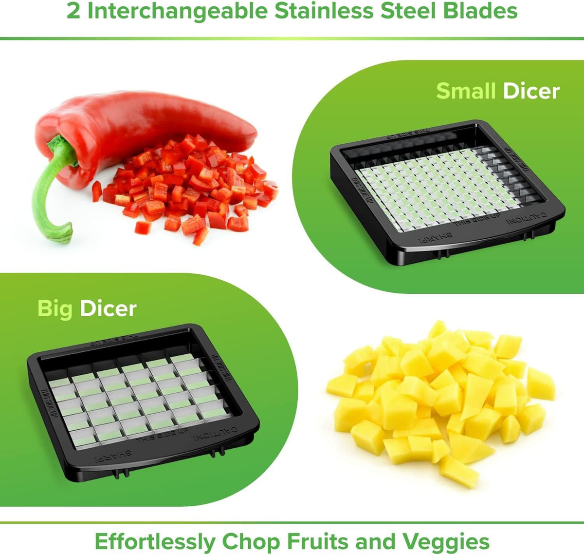 Vegetable Chopper with Container - 2-in-1 Black - Stainless Steel Veggie Chopper Onion Chopper Vegetable Cutter Food Chopper Onion Dicer - Kitchen Tools and Gadgets - PuriLite