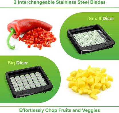 Vegetable Chopper with Container - 2-in-1 Black - Stainless Steel Veggie Chopper Onion Chopper Vegetable Cutter Food Chopper Onion Dicer - Kitchen Tools and Gadgets - PuriLite