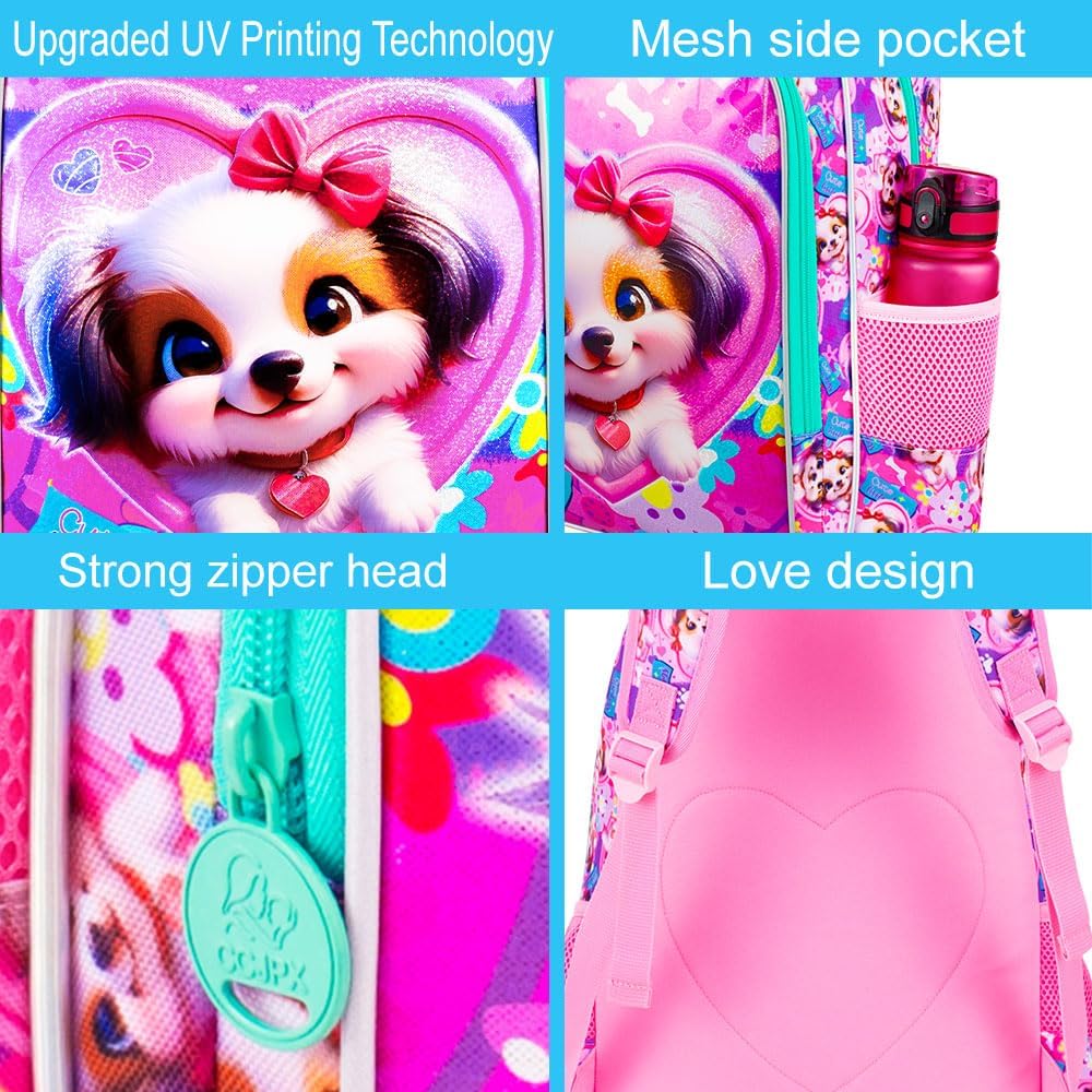 3pcs Backpack for Boys and Girls, 16” Kids Kindergarten Bookbag with Lunch Box, Cute Elementary Backpacks for Boy Girl - PuriLite
