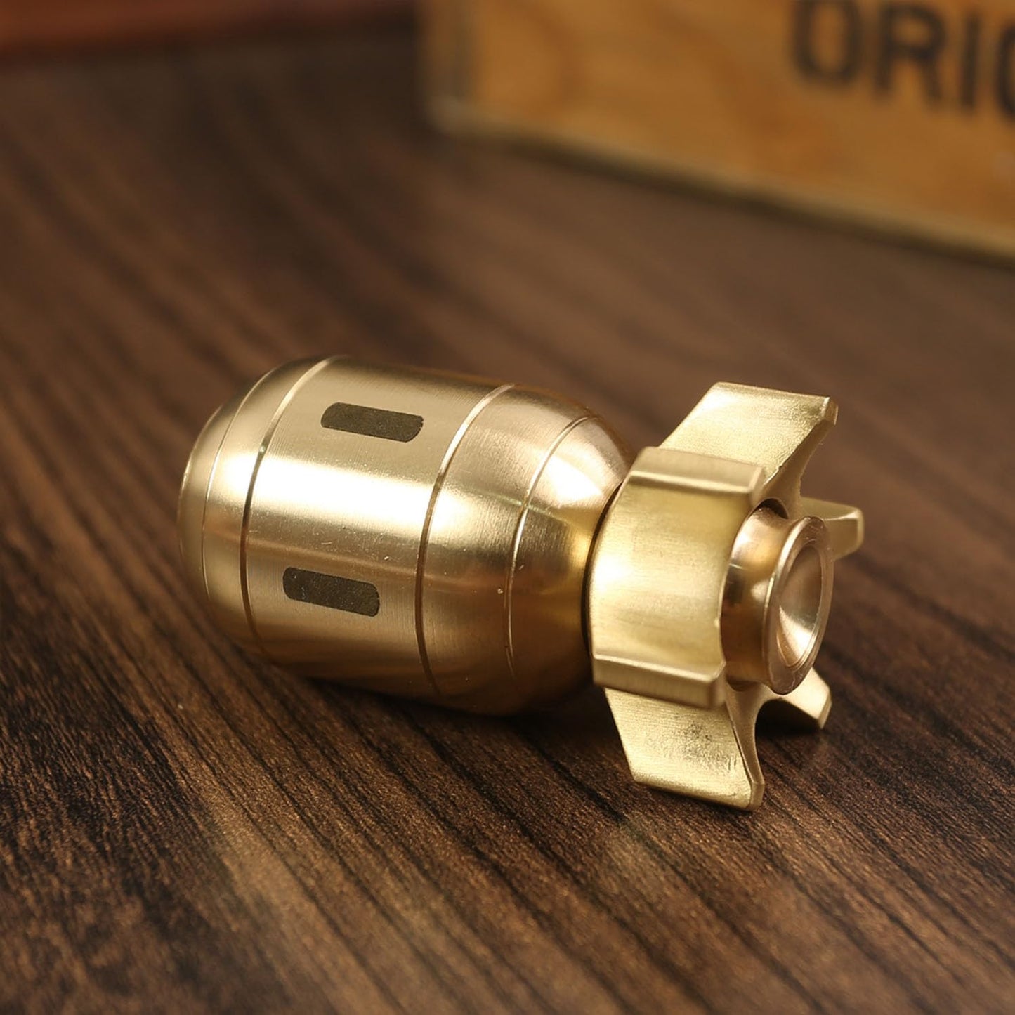 Rotating Brass Missile Figurine | Desk Ornament | Bookshelf Decor | Office Accessory | Modern Military Decor - PuriLite